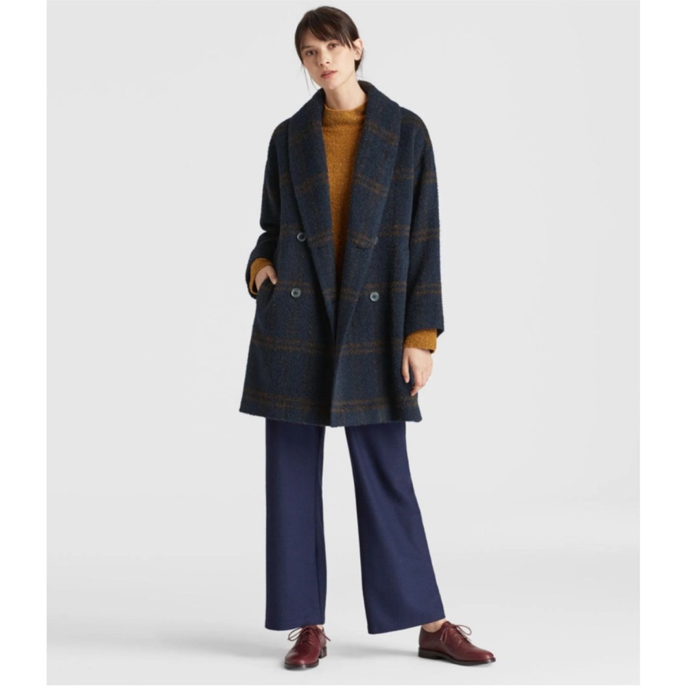 Eileen Fisher Wool Luxe Alpaca Plaid Oversized Coat - Picture 2 of 12